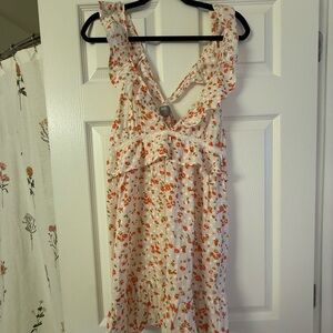 ASOS White Floral Dress with Red Accents